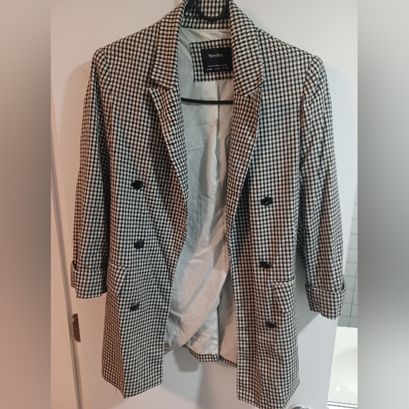 Bershka - Black and White Checkered Blazer Size XS - Picture 2 of 4